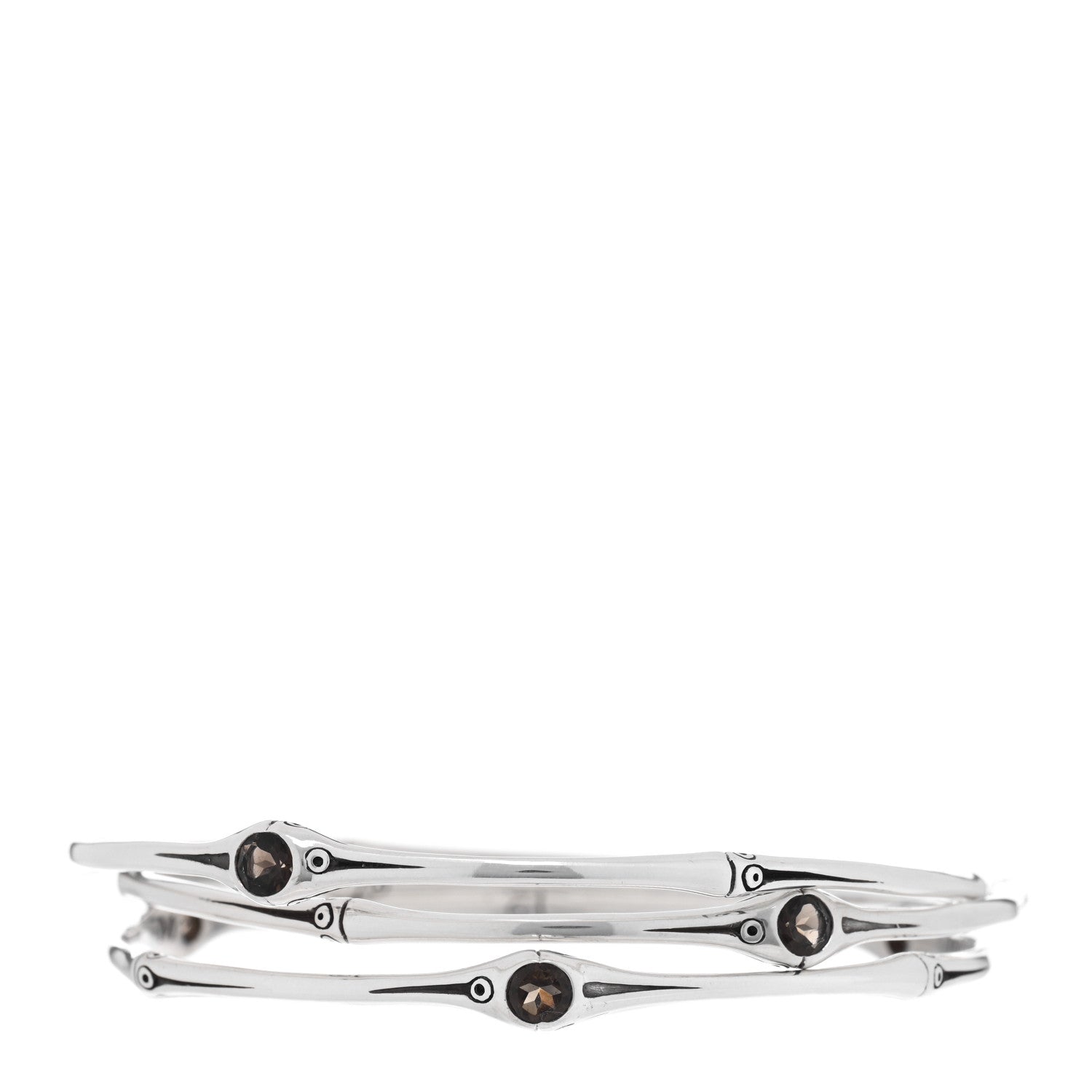 John Hardy Sterling Silver Smokey Quartz Bamboo Bangle Bracelet Set of 3 1 of 3
