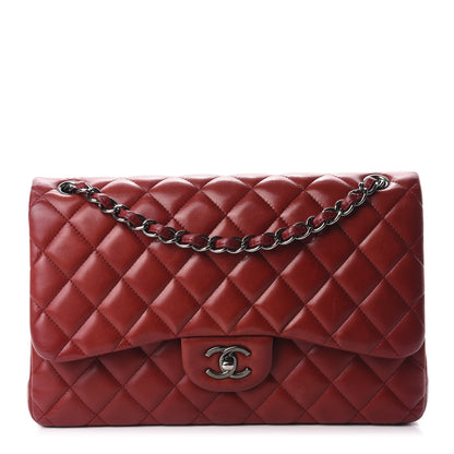 Chanel Lambskin Quilted Jumbo Double Flap Red 1 of 13