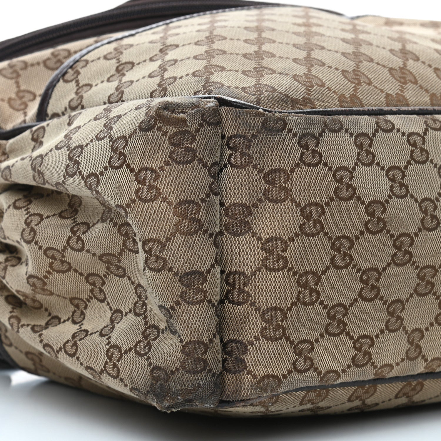 Gucci Monogram Natural Pigskin Large Diaper Bag Beige Ebony Cocoa Dark Chocolate 8 of 12