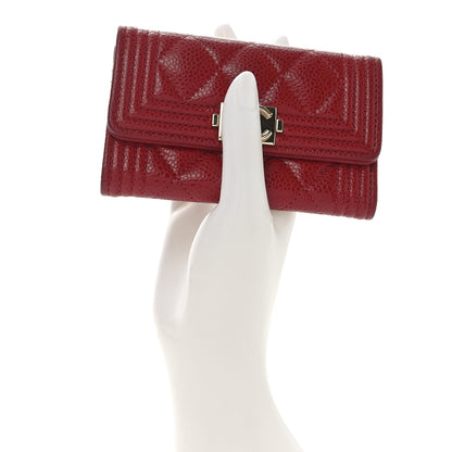 Chanel Caviar Quilted Boy Flap Card Holder Wallet Red 2 of 8