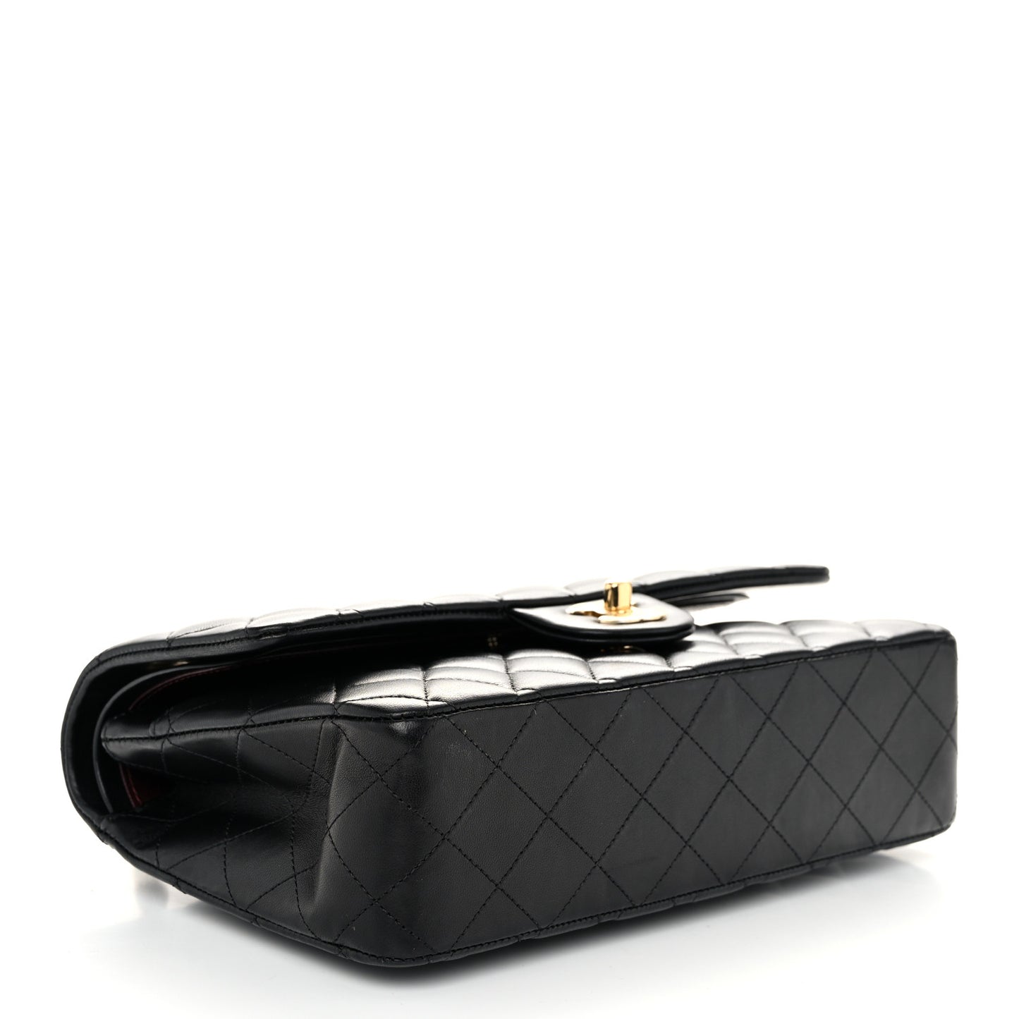 Lambskin Quilted Medium Double Flap Black
