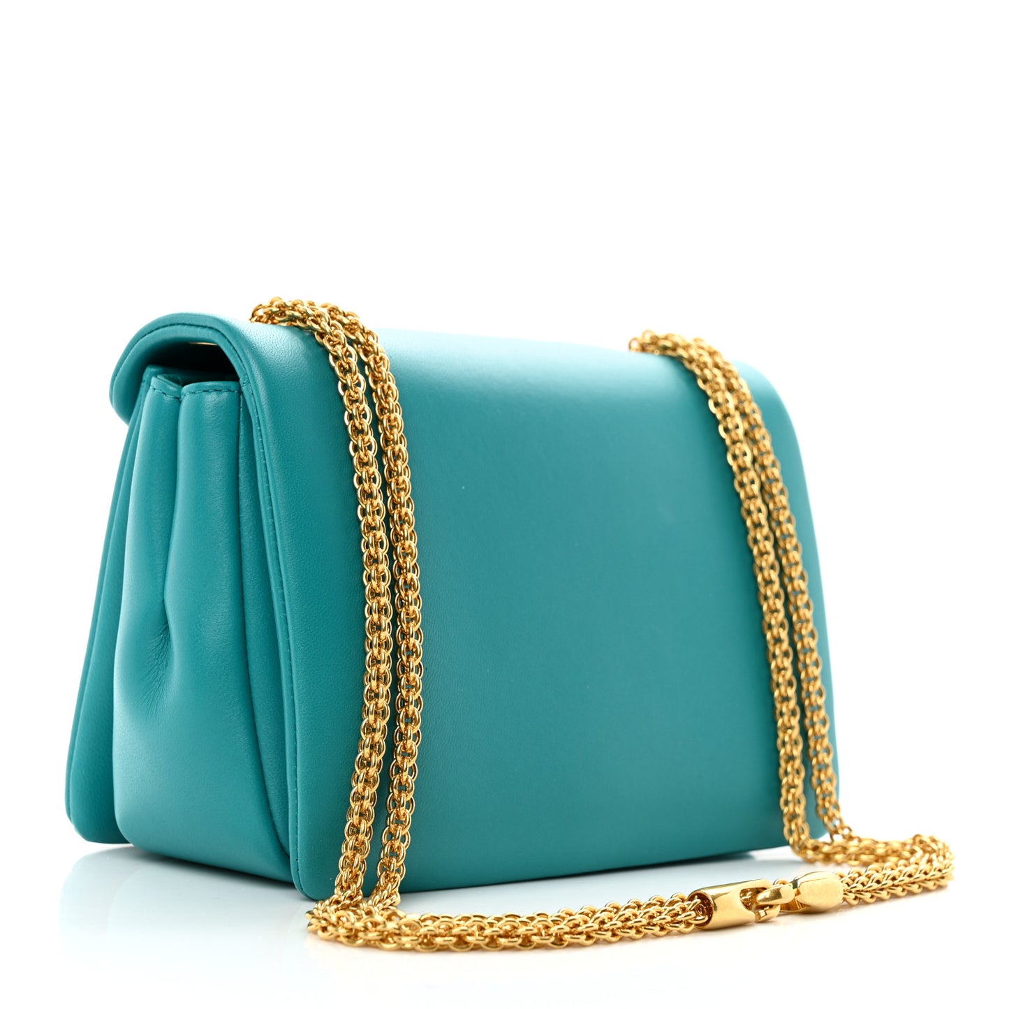 Nappa One Stud Chain Clutch Ultra Marine Green