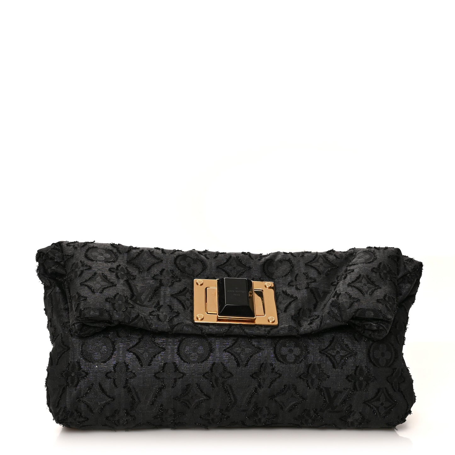 Lurex Quilted Monogram Altair Clutch Black
