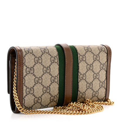 Gucci GG Supreme Monogram Azalea Calfskin Web Jackie 1961 Chain Wallet Beige Ebony Brown Sugar 3 of 10