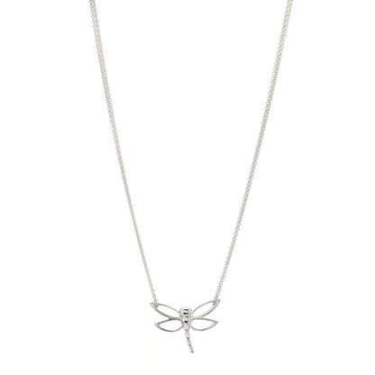 Tiffany Sterling Silver Dragonfly Pendant Double Chain Necklace 1 of 4