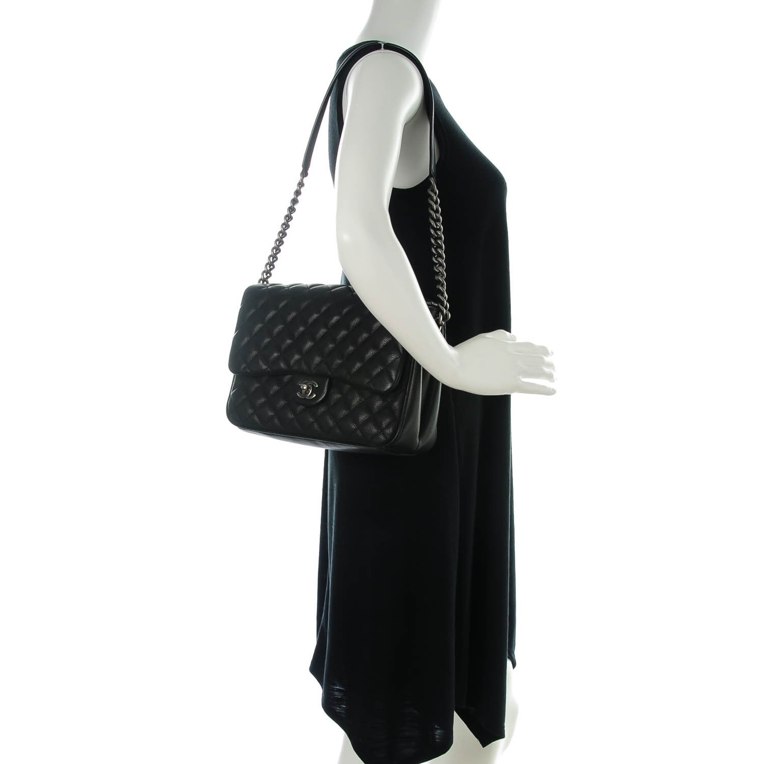 Chanel Caviar Quilted Medium Rock In Rome Single Flap Black 2 of 8