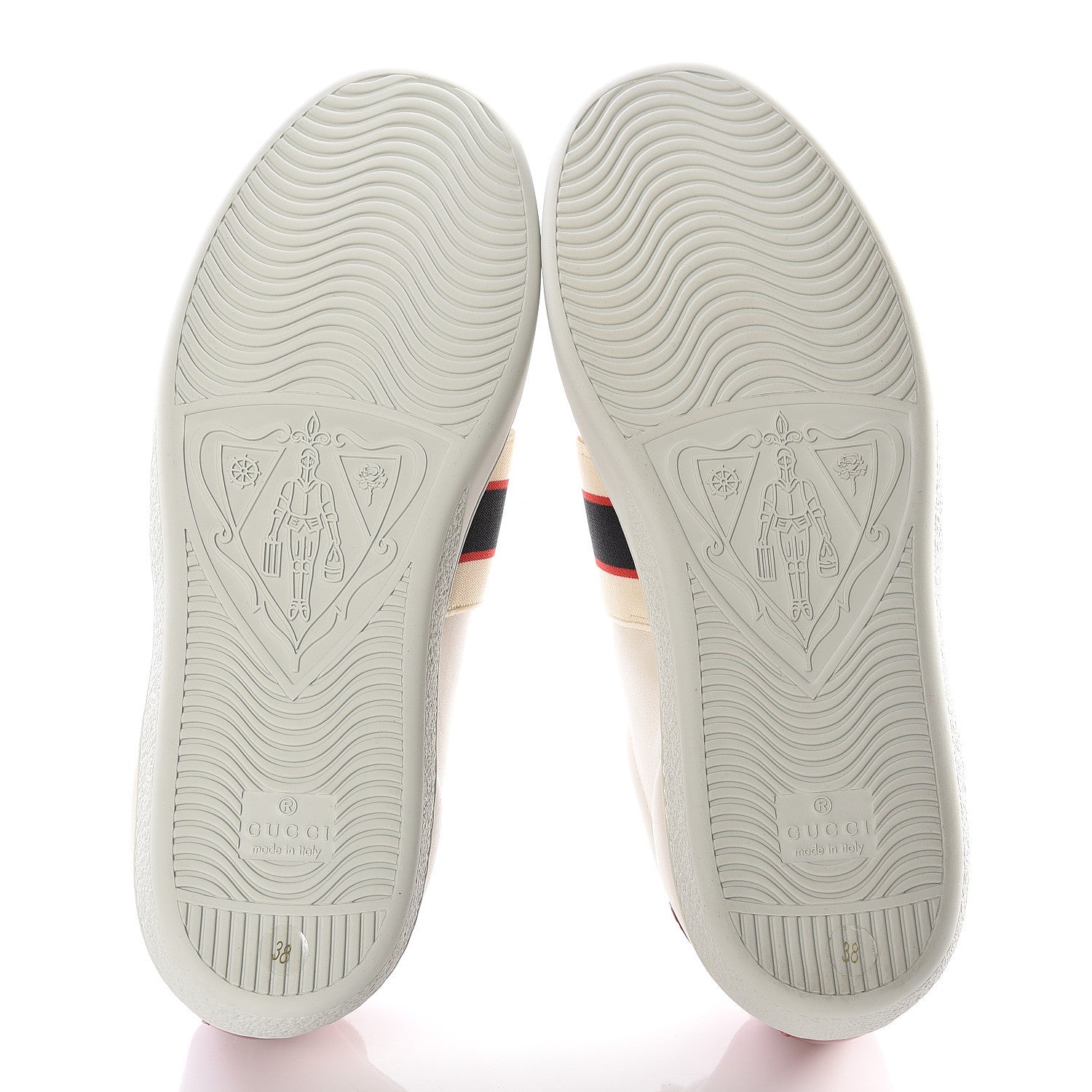 Gucci Calfskin Stripe Womens New Ace Sneakers 38 New Mystic White Ecru Red Flame 9 of 12