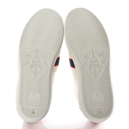 Gucci Calfskin Stripe Womens New Ace Sneakers 38 New Mystic White Ecru Red Flame 9 of 12