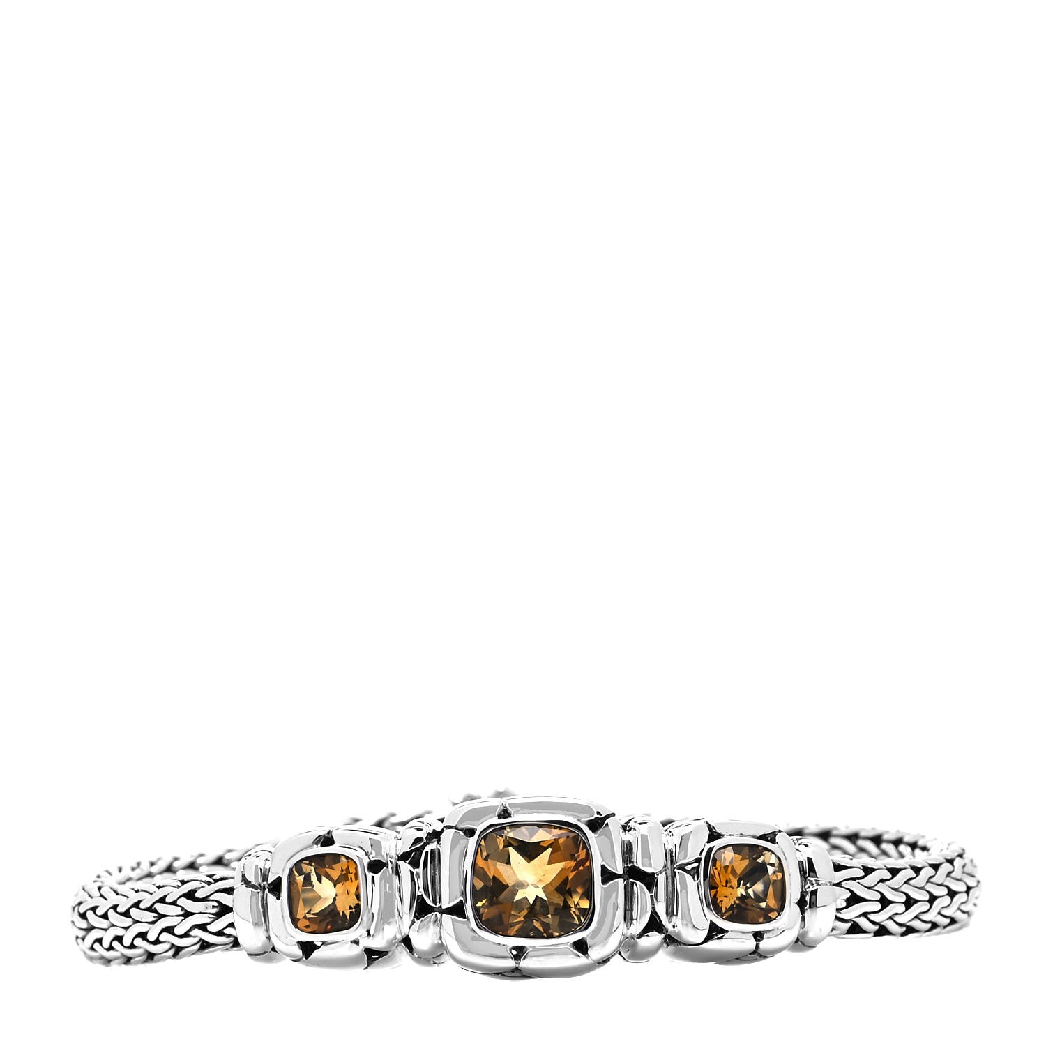 John Hardy Sterling Silver Citrine Batu Kali Three Station Bracelet 1 of 6