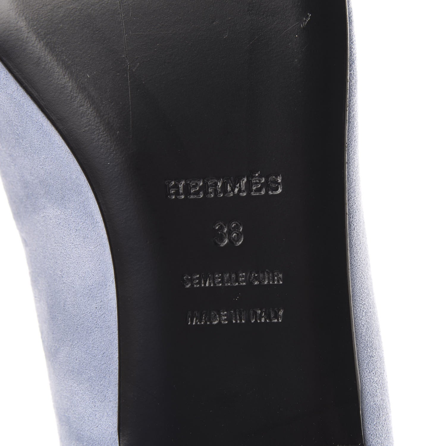 Hermes Suede Goatskin Crystal Powdered Nice Ballerina Flats 38 Bleu Glacier 6 of 10