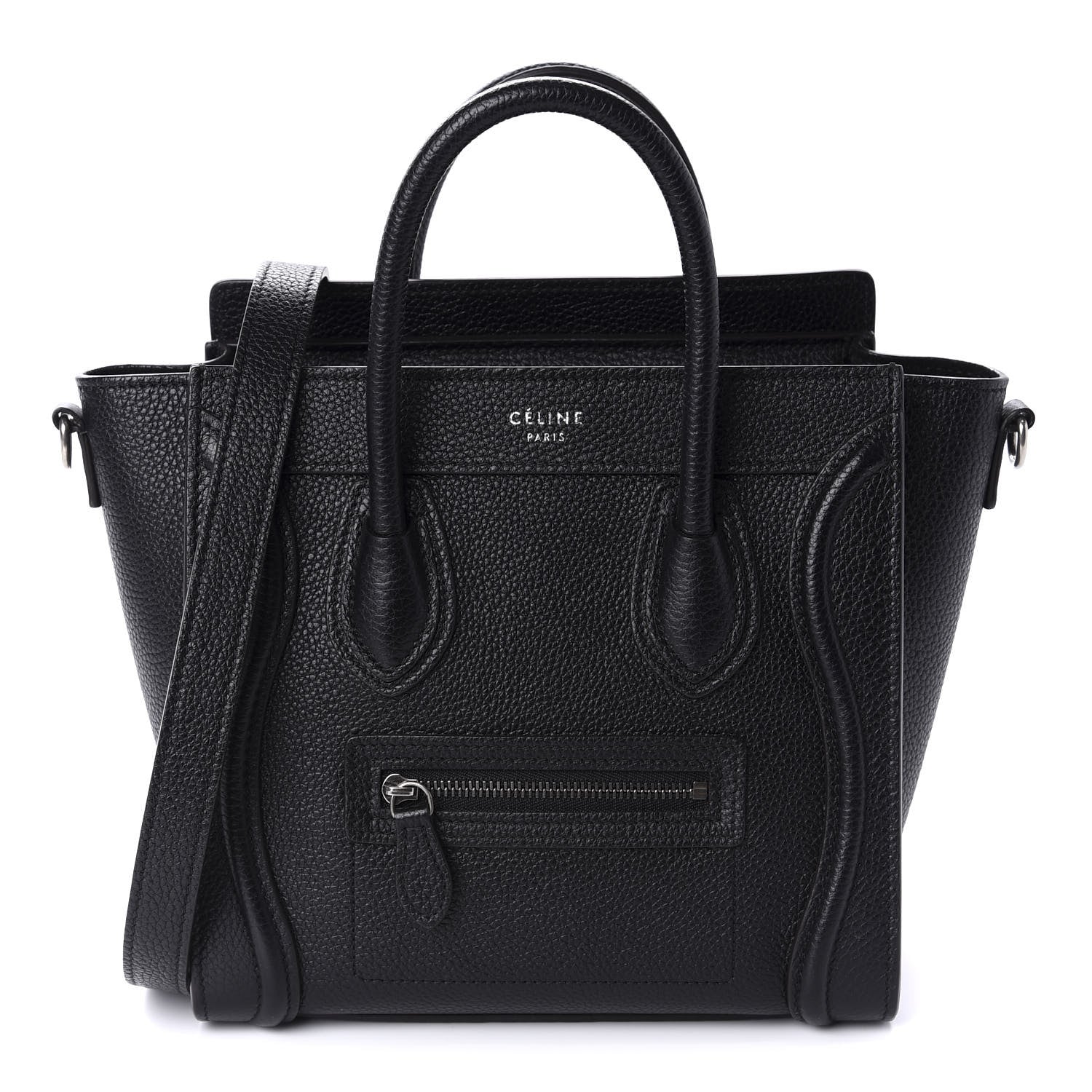 Celine Drummed Calfskin Nano Luggage Black 1 of 10