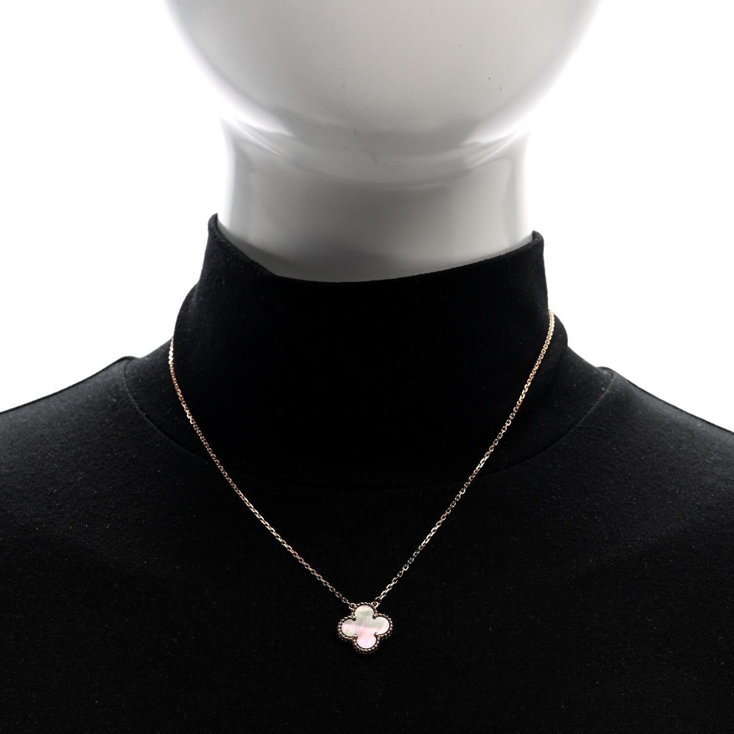 Van Cleef & Arpels 18K Rose Gold Gray Mother of Pearl Vintage Alhambra Pendant Necklace 2 of 5