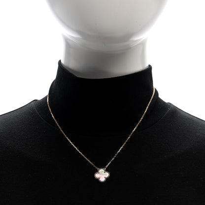 Van Cleef & Arpels 18K Rose Gold Gray Mother of Pearl Vintage Alhambra Pendant Necklace 2 of 5