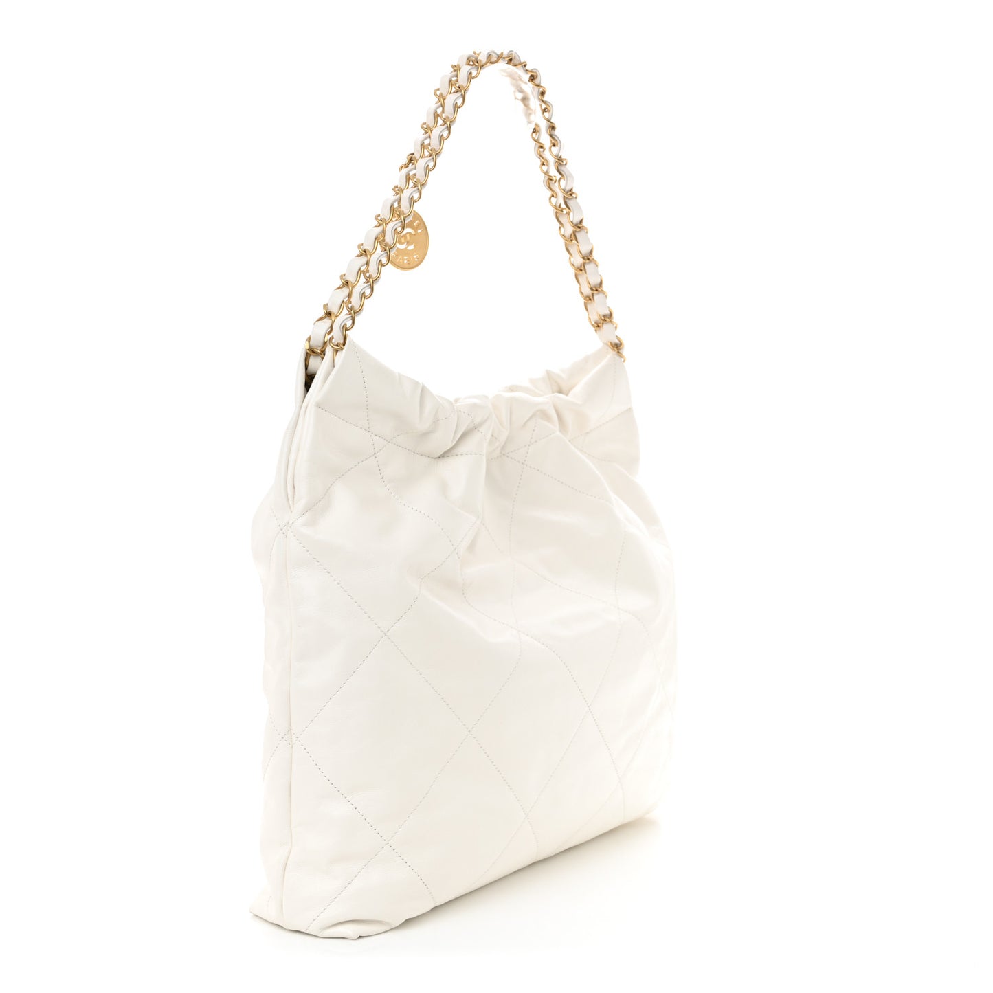 Shiny Calfskin Quilted Chanel 22 White