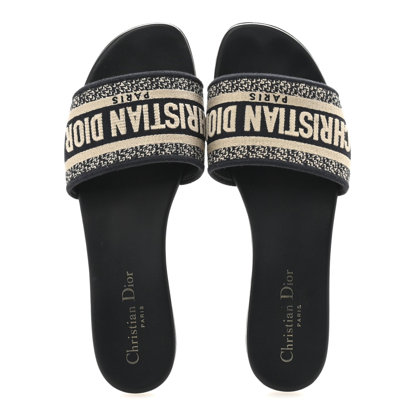 Canvas Embroidered Dway Mules Slide Sandals 39 Deep Blue