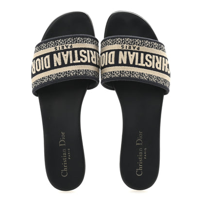 Christian Dior Canvas Embroidered Dway Mules Slide Sandals 39 Deep Blue 6 of 11