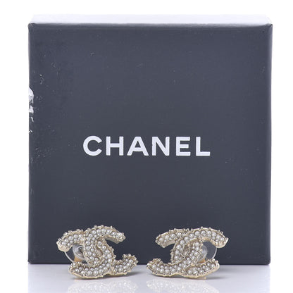 Chanel Pearl CC Camellia Express Stud Earrings Gold 4 of 4
