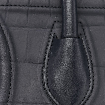 Celine Crocodile Embossed Nubuck Medium Phantom Luggage Navy Blue 13 of 18