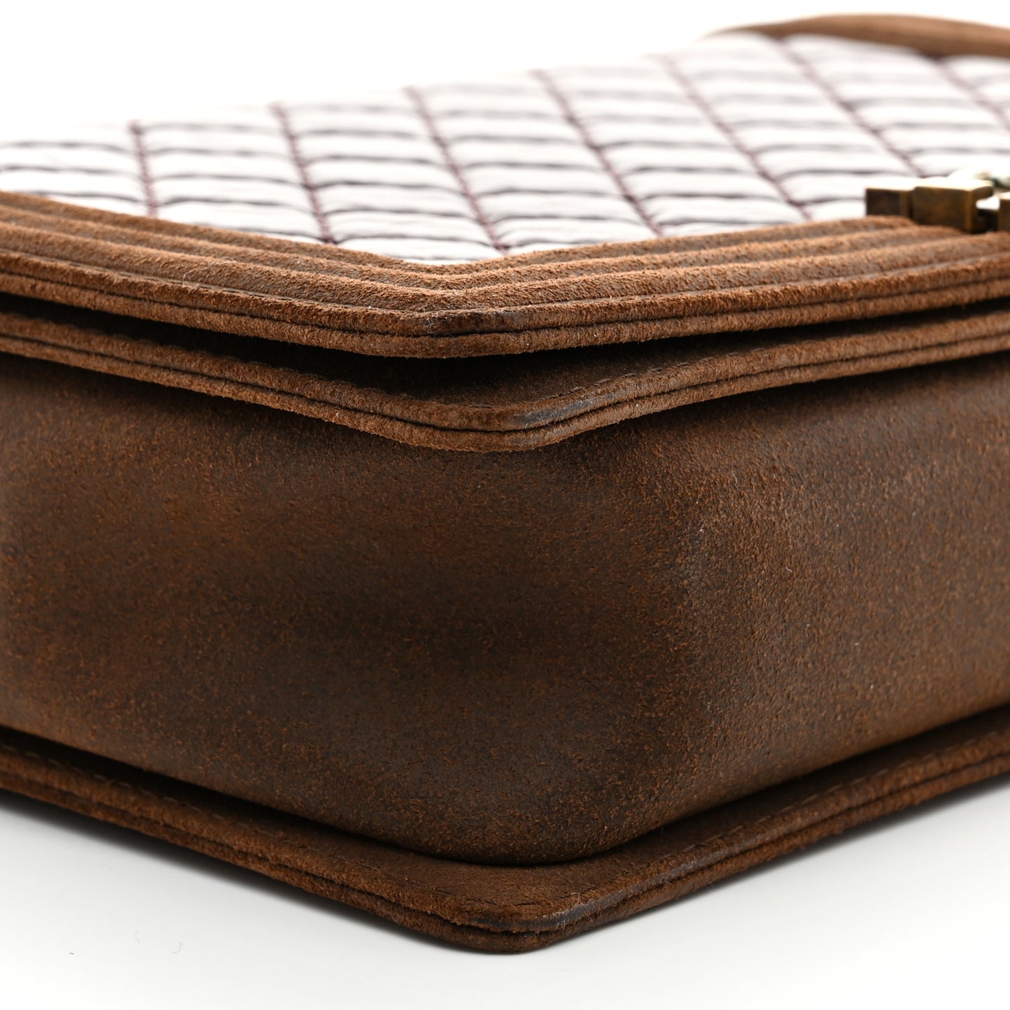 Aged Calfskin Nubuck Quilted Large Boy Flap Burgundy