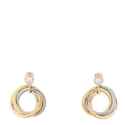 Cartier 18K Pink Yellow White Gold Diamond Trinity Drop Earrings 1 of 5