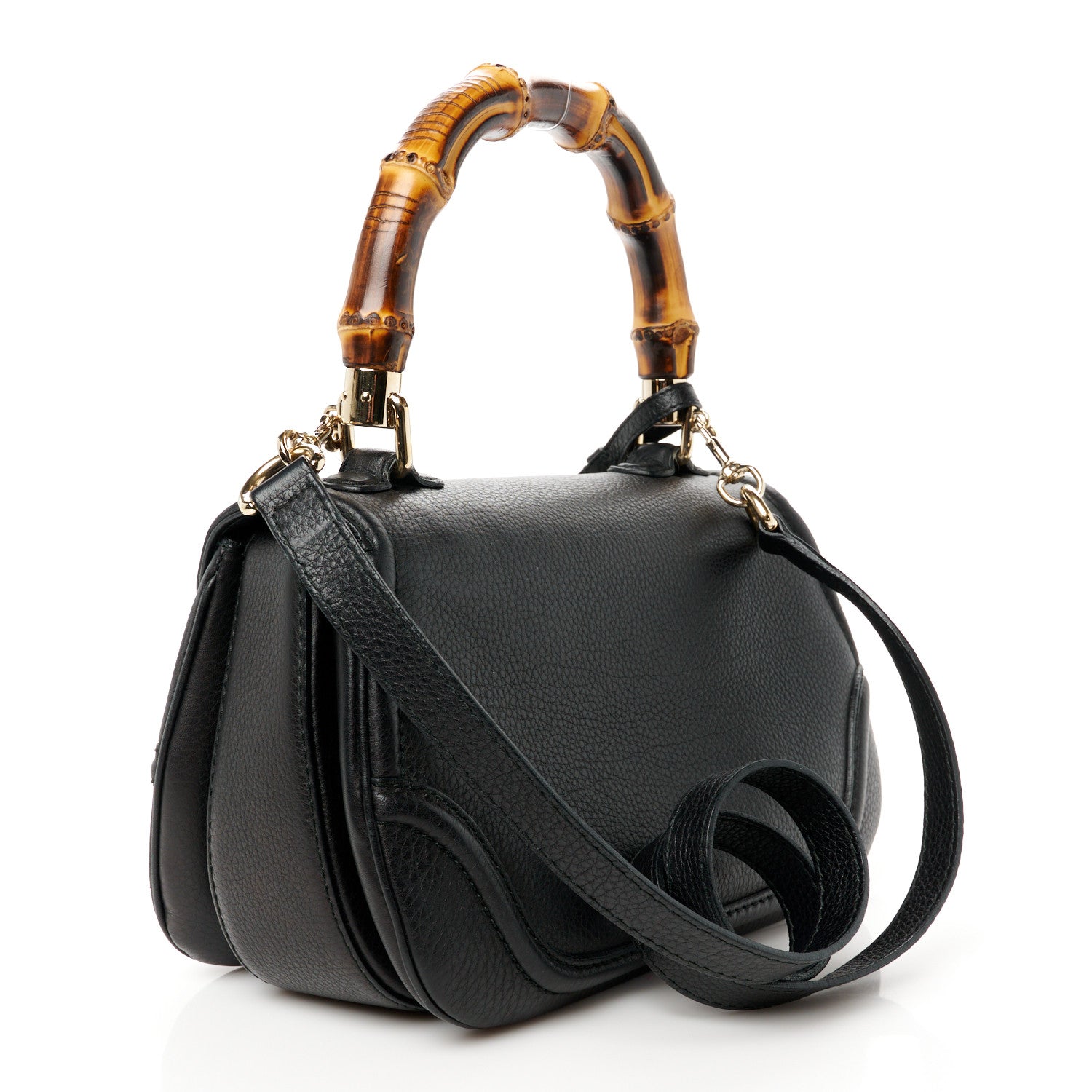 Gucci Cellarius Calfskin Medium New Bamboo Top Handle Bag Black 3 of 11