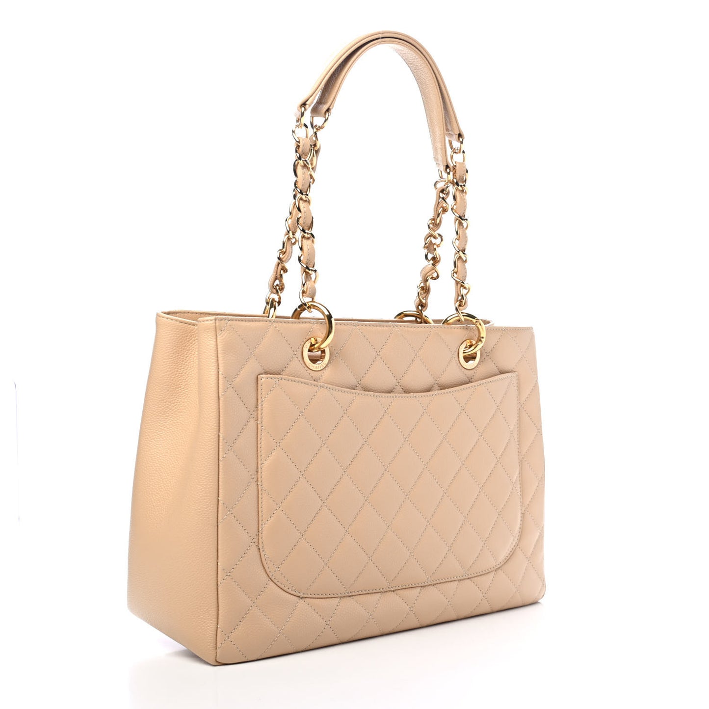 Caviar Quilted Grand Shopping Tote GST Beige