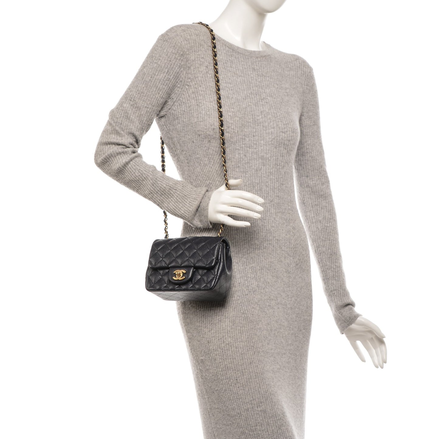 Caviar Quilted Mini Square Flap Navy