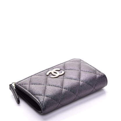 Chanel Iridescent Caviar Quilted Zipped Key Holder Case Black 4 of 9