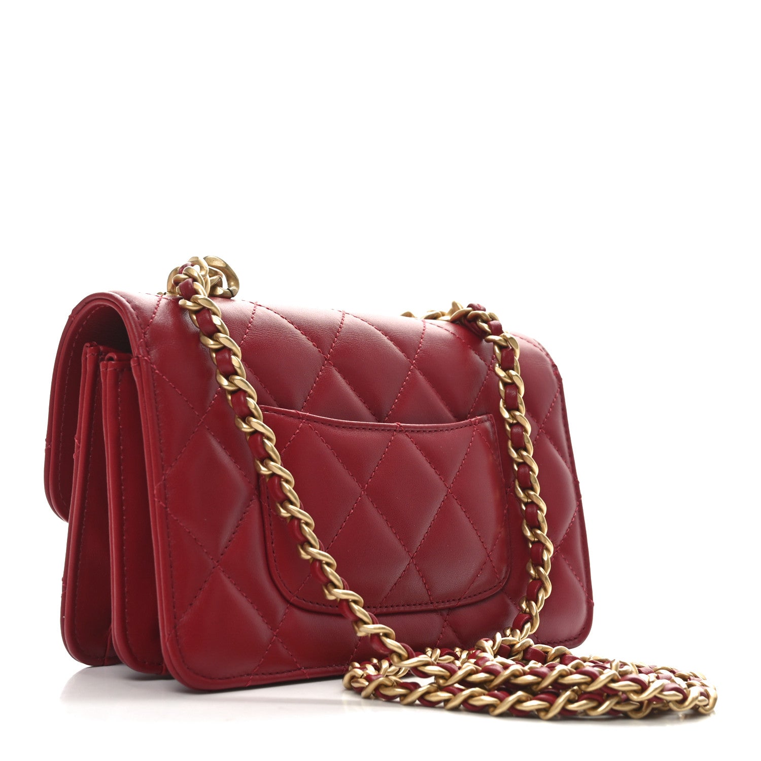 Chanel Lambskin Quilted Chunky Chain Handle Mini Flap Red 3 of 11
