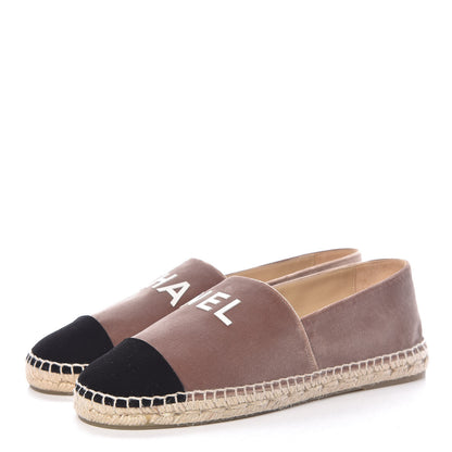 Chanel Velvet Logo Espadrilles 41 Beige Black 3 of 9