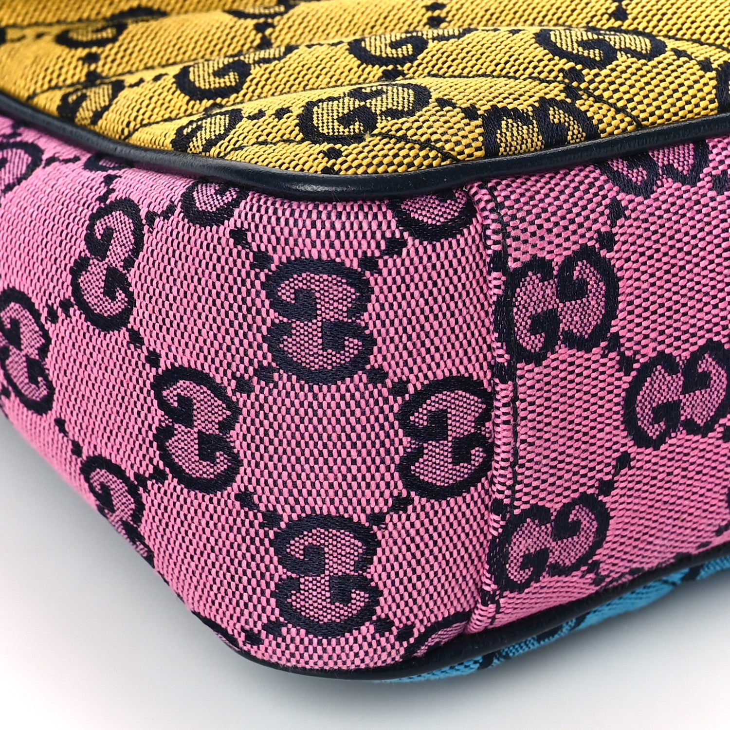 Gucci Monogram Multicolor Matelasse Diagonal Small GG Marmont Shoulder Bag Green Blue Yellow Light Blue Pink 8 of 9