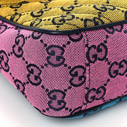 Gucci Monogram Multicolor Matelasse Diagonal Small GG Marmont Shoulder Bag Green Blue Yellow Light Blue Pink 8 of 9