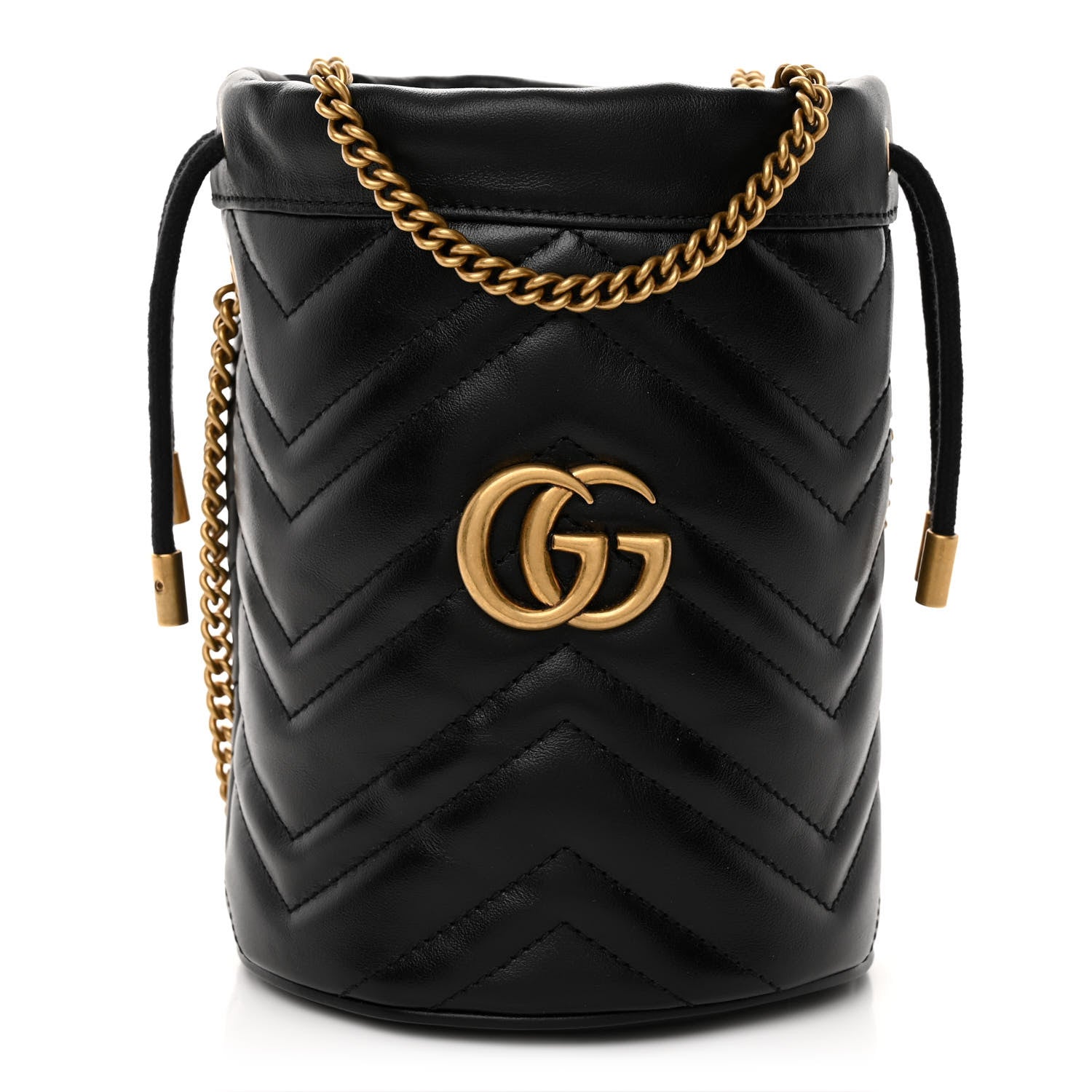 Gucci Calfskin Matelasse Mini GG Marmont 2.0 Bucket Bag Black 1 of 10