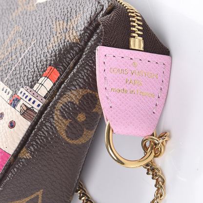 Louis Vuitton Monogram 2016 Christmas Animation Mini Pochette Accessories Rose Ballerine 6 of 8