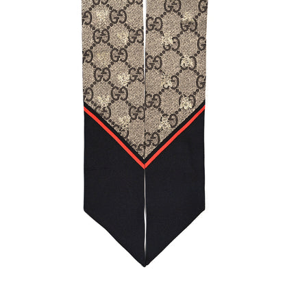Gucci Silk Twill GG Monogram GG Bee Neck Bow Scarf Black Red 2 of 4