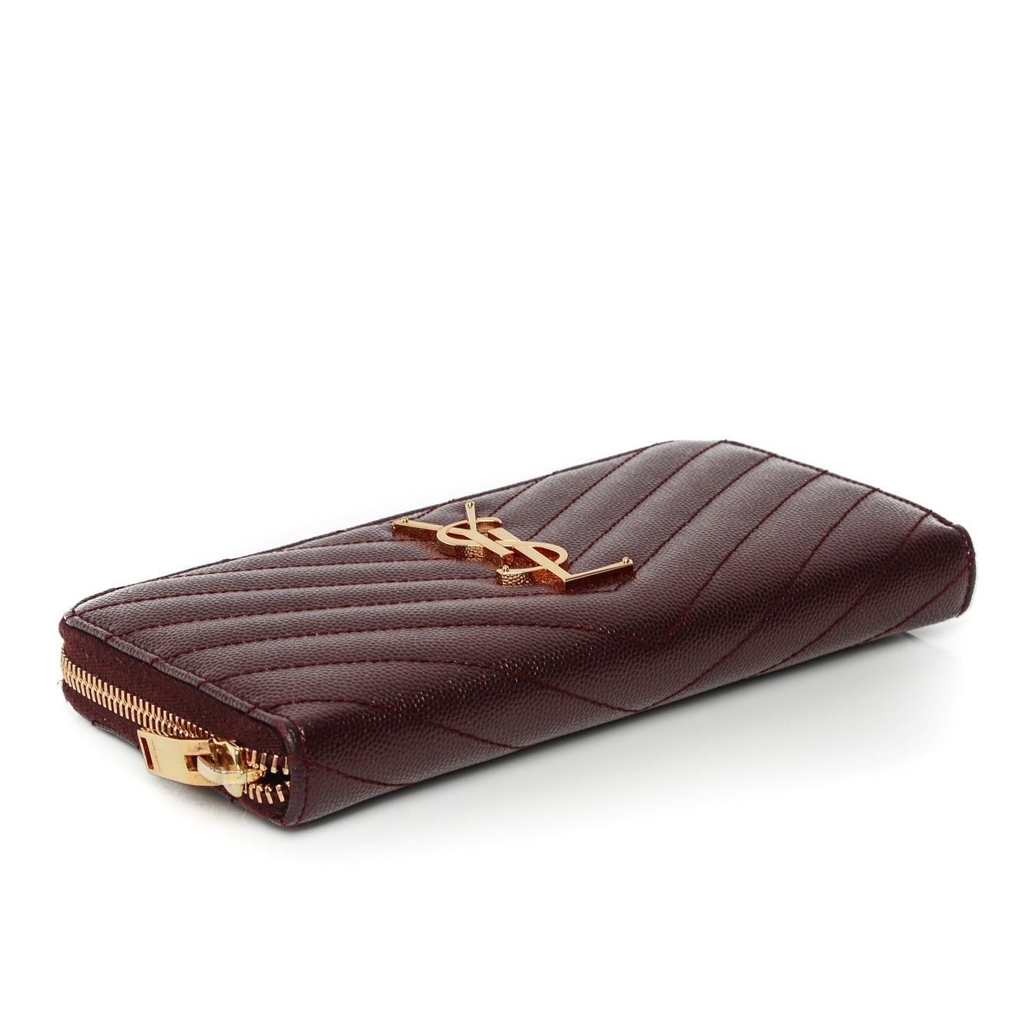 Grain De Poudre Matelasse Chevron Monogram Zip Around Wallet Amaranto