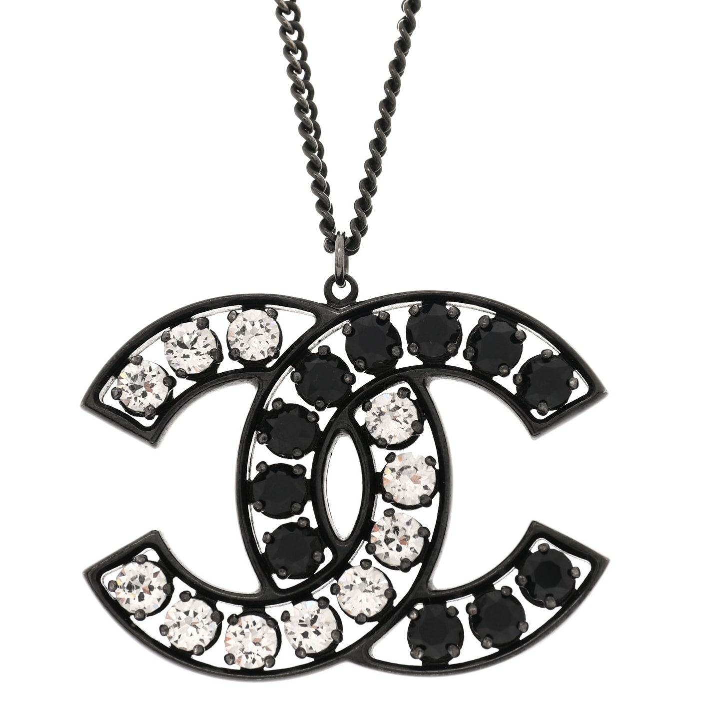 Ruthenium Crystal CC Necklace Black