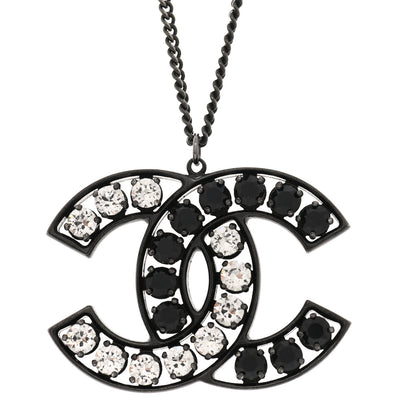 Chanel Ruthenium Crystal CC Necklace Black 4 of 5
