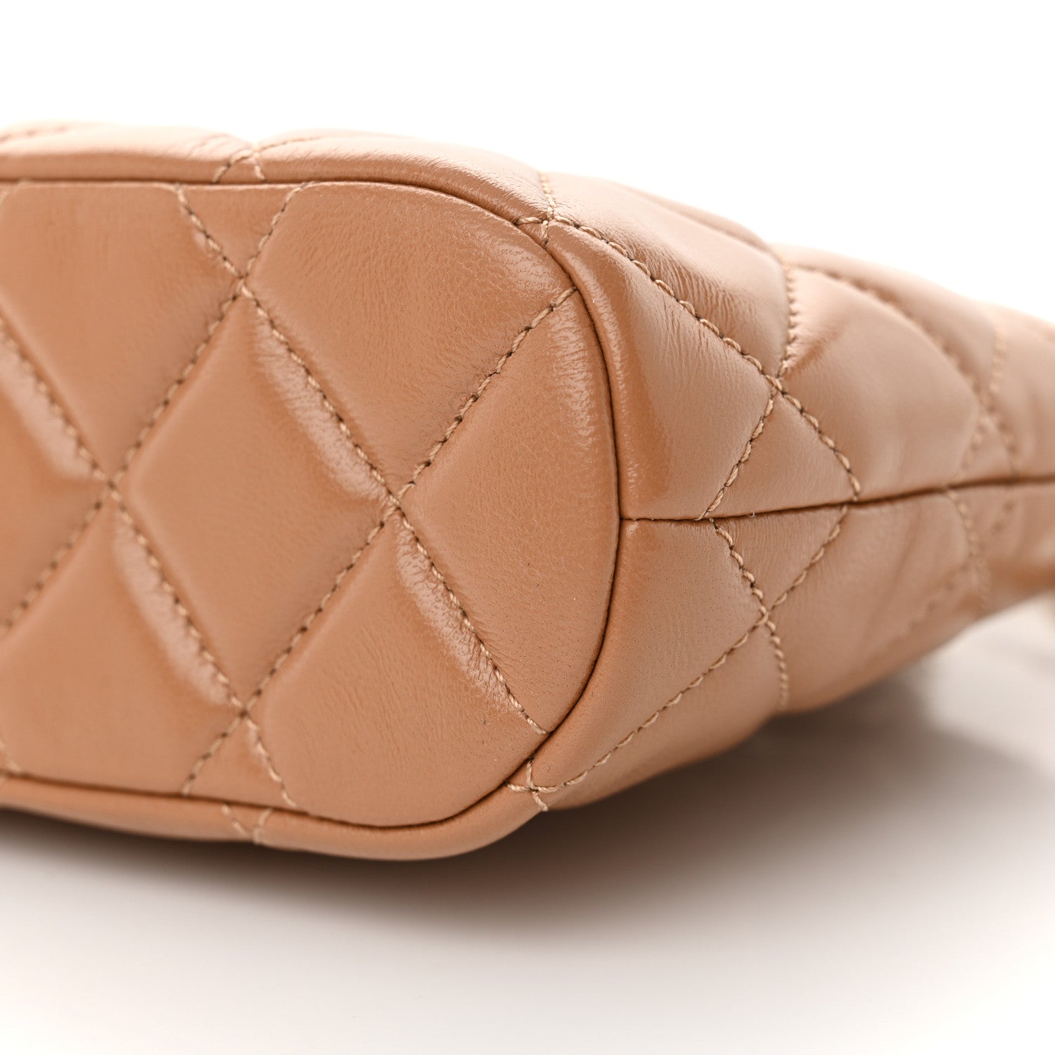 Chanel Shiny Lambskin Quilted Shiny Coco Clutch With Chain Dark Beige 10 of 10