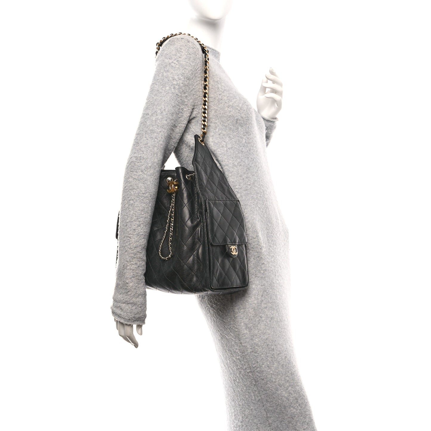 Caviar Quilted Medium Chanel 25 Handbag Black