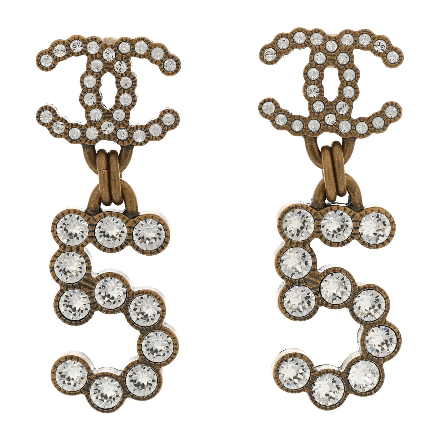 Metal Crystal City of Lights No 5 Drop Earrings Gold