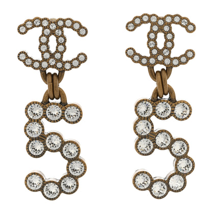 Chanel Metal Crystal City of Lights No 5 Drop Earrings Gold 1 of 4