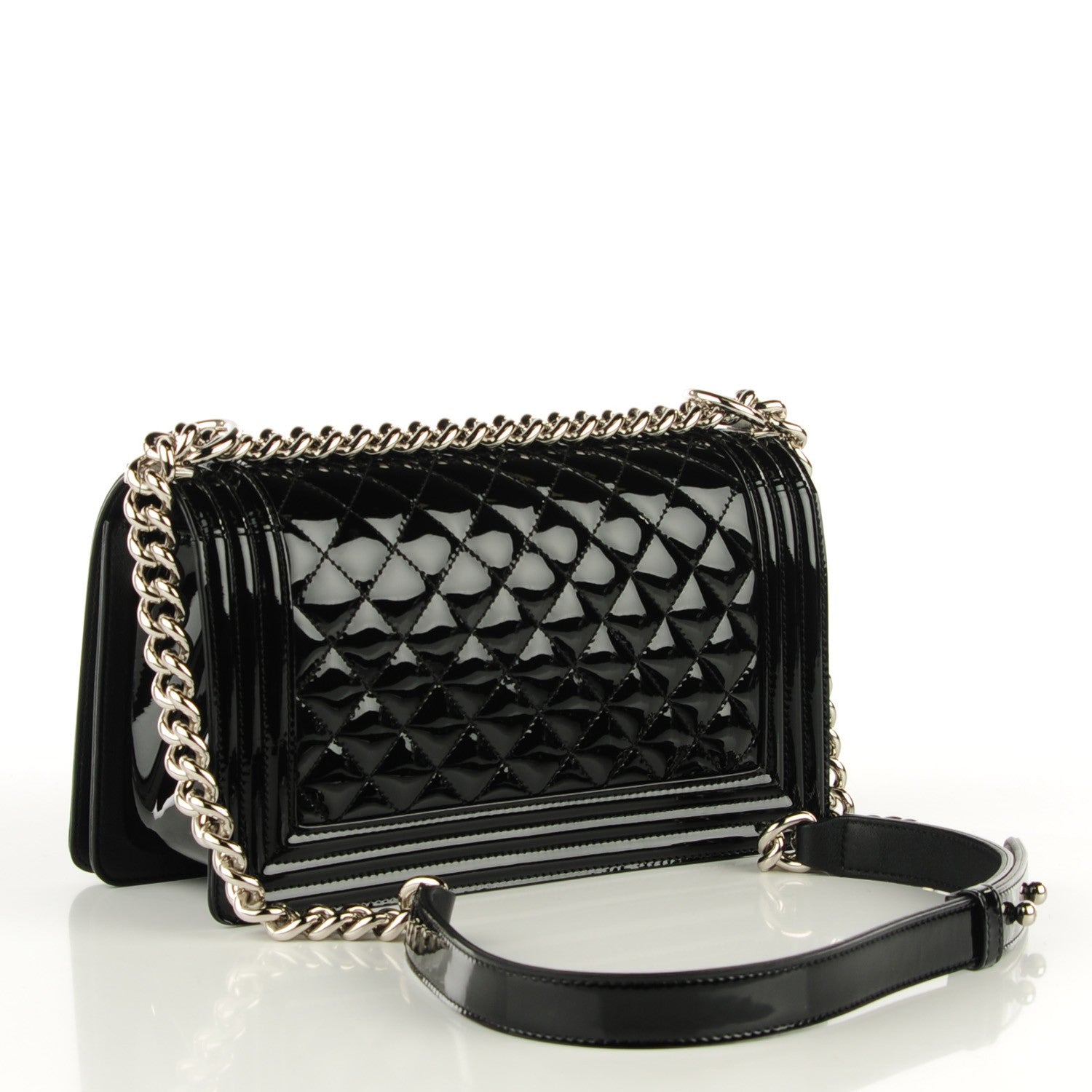 Chanel Patent Calfskin Quilted Medium Plexiglass Boy Flap Black 3 of 9