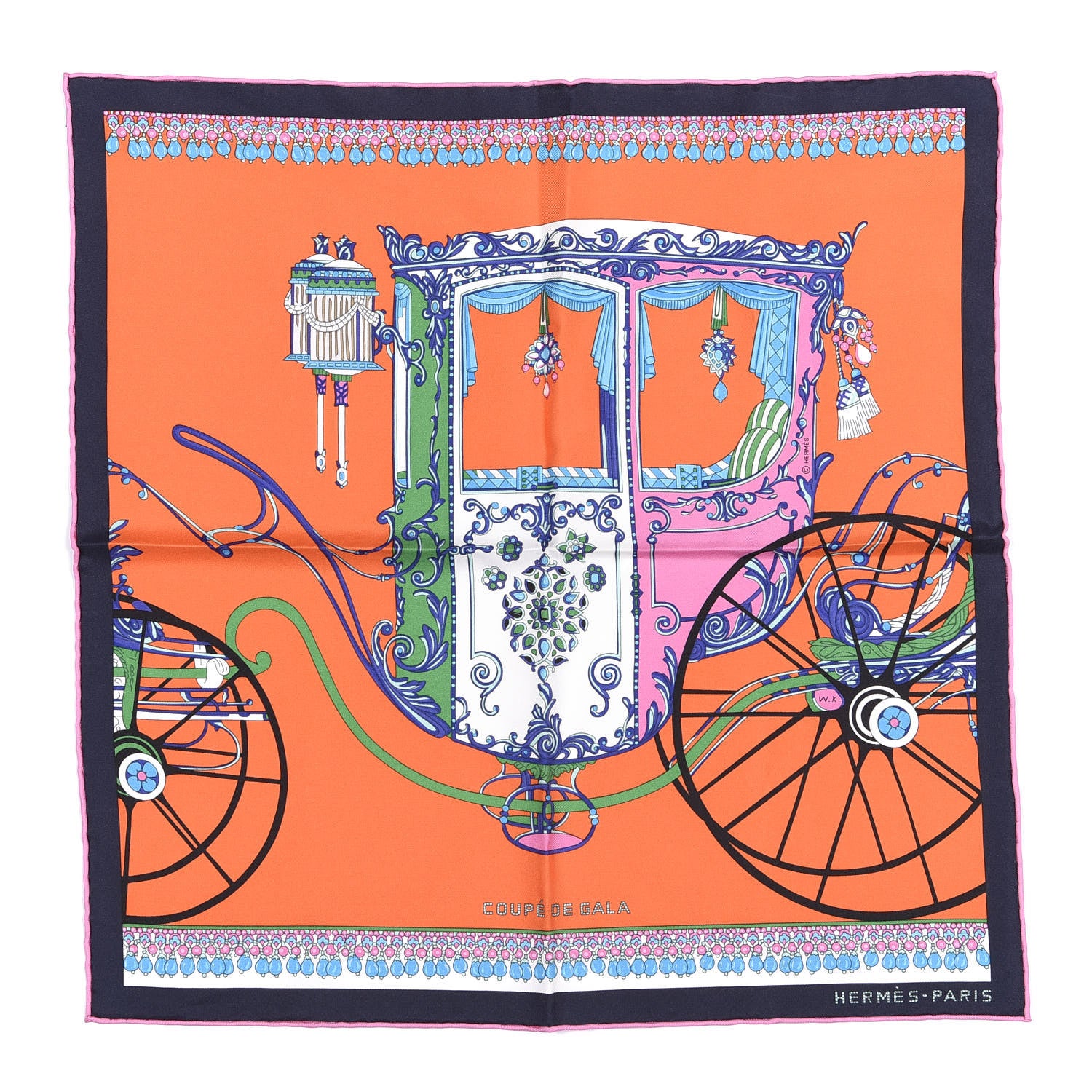 Hermes Silk Coupe De Gala Pocket Square Black Orange Multicolor 1 of 6