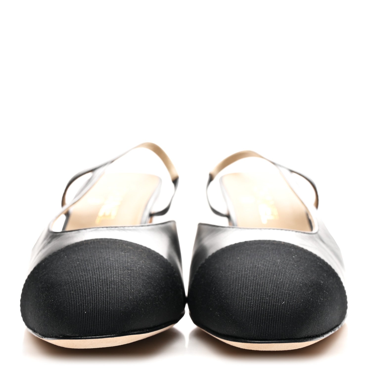 Chanel Goatskin Grosgrain Cap Toe CC Slingback Pumps 40.5 Black 3 of 10
