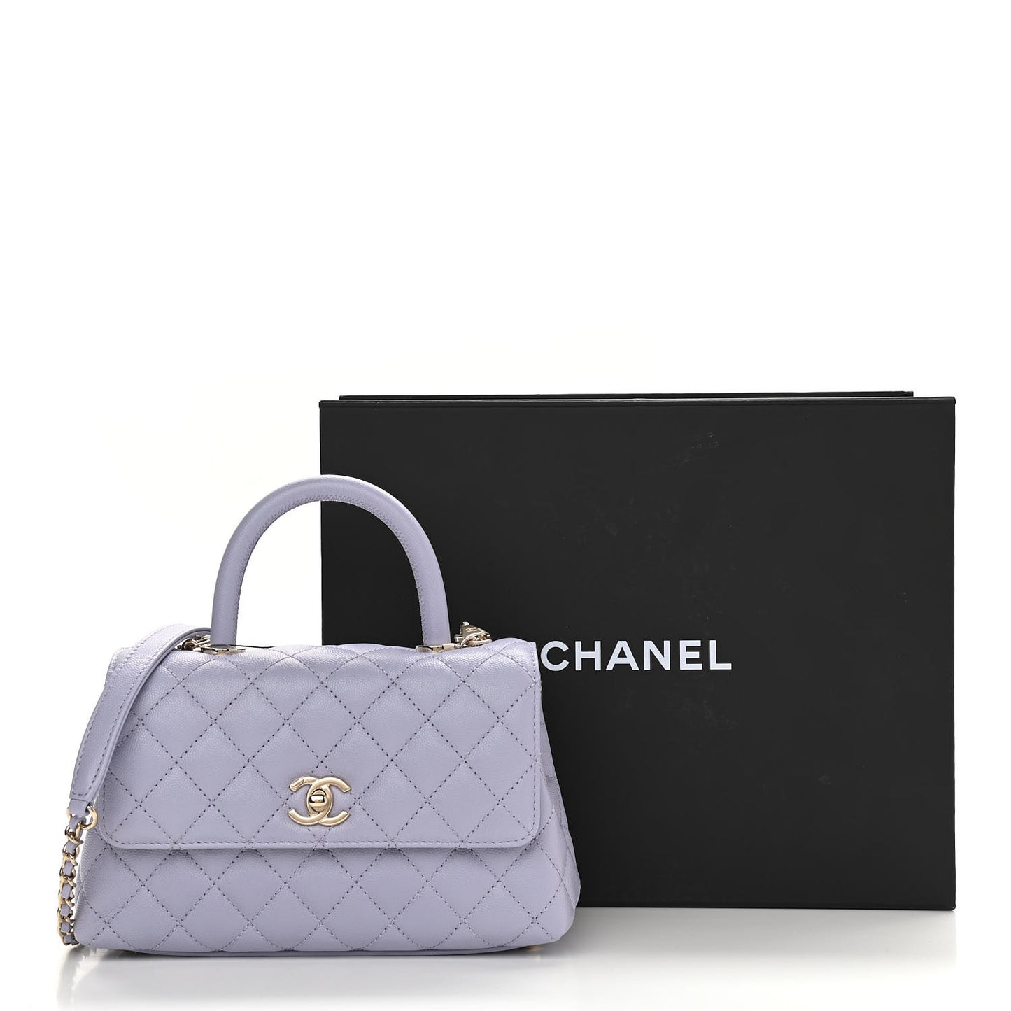 Caviar Quilted Mini Coco Handle Flap Light Purple