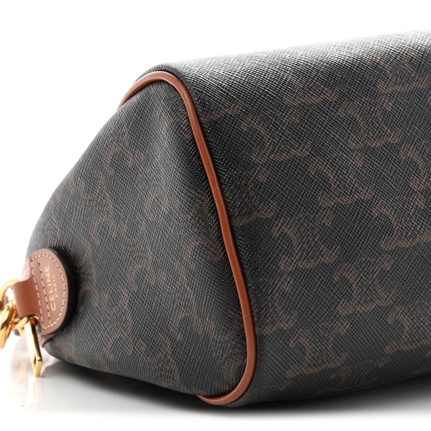 Celine Triomphe Canvas Calfskin Small Boston Bag Tan 8 of 9
