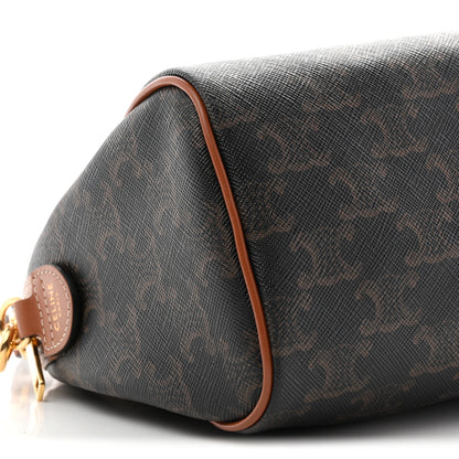 Celine Triomphe Canvas Calfskin Small Boston Bag Tan 8 of 9