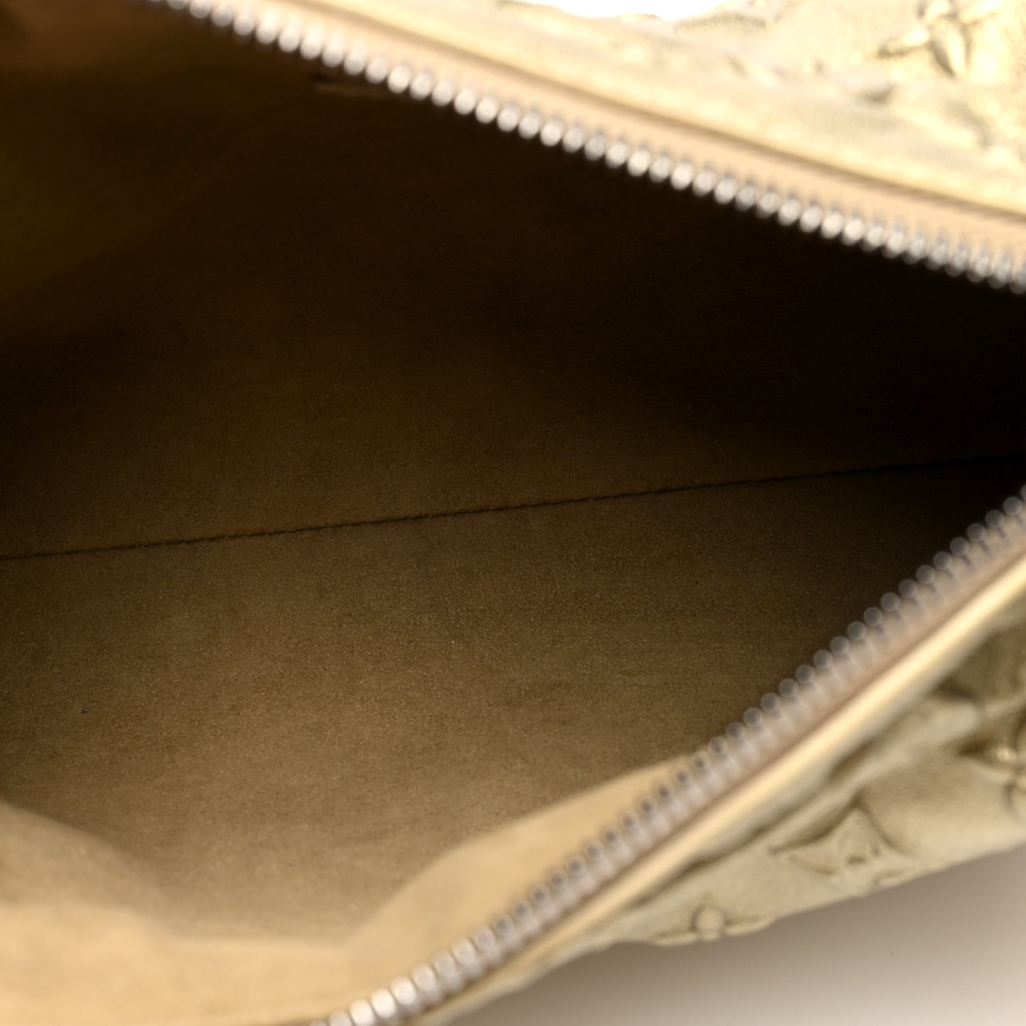 Calfskin Debossed Monogram Side Trunk Light Gold