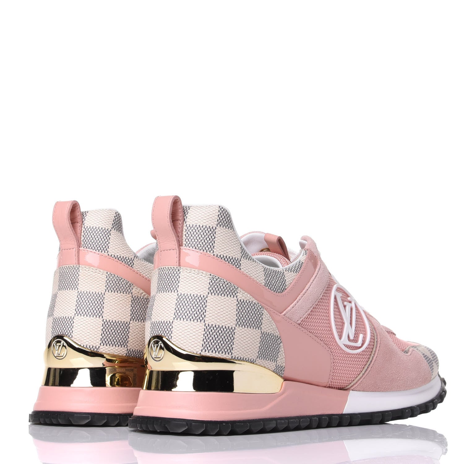 Louis Vuitton Suede Damier Azur Run Away Sneakers 37.5 Pink 4 of 11